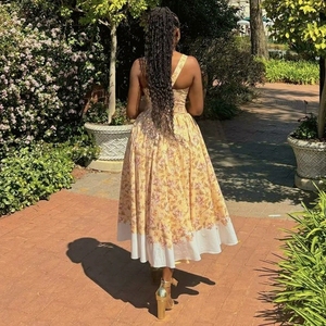 Vestidos Maxi de Verano con Estampado Floral, Cuello en U, Sin Mangas, Plisados, para Mujer, Moda, Más Vendidos - Product Image 2