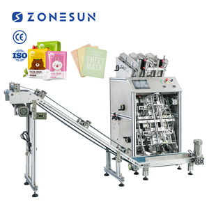 ZONESUN High Speed Automatic 2 Heads Beauty Cosmetics Essence Facial Mask Sheet Sachet Filling Sealing and <b>Making</b> Machine - Product Image 1
