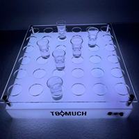 Plateau de service VIP lumineux en acrylique rechargeable pour verres à shot, 36 verres colorés, présentoir pour bar