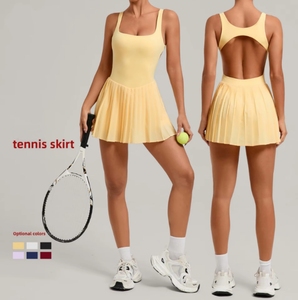 Abito sportivo estivo in nylon senza schienale stile europeo-americano da donna, <span class=keywords><strong>gonna</strong></span> <span class=keywords><strong>plissettata</strong></span> anti-esposizione per yoga e fitness all'aperto - Product Image 1