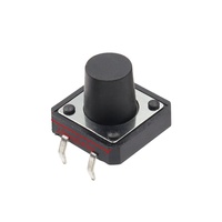 Interruptor Táctil de 12x12mm, 4 Pines DIP, Botón Alto, Contacto de Cobre Resistente a Altas Temperaturas, Altura Personalizable de 4.3-20mm, 12V 50mA, RoHS