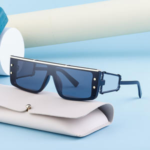 Lunettes de soleil carrées Cyberpunk pour hommes ZS-98095, monture en métal PC, verres noirs UV400, protection solaire classe 2, style Y2K tendance - Product Image 5