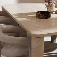 Table à manger en marbre texturé en béton pour la maison, matériau en travertin, qualité minimale, design carré