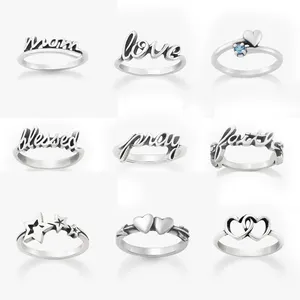 Оптовая продажа, новый дизайн, 925 кольцо из стерлингового серебра под заказ, старинное серебряное кольцо, кольцо в форме сердца, звезды, для женщин