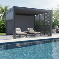 Pergola en aluminium thermolaqué à commande à distance, étanche, pour terrasse et balcon, directement de l'usine
