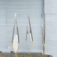 Set Gunting Mikro, Penjepit Jarum, dan Forceps Lurus Castroviejo Manual Stainless Steel Bersertifikasi CE, Perlengkapan Instrumen Bedah