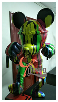 Grandes Statues de Singe sur Mesure pour Pop Art Sculptures d'Animaux 3D Peinture à la Main Décorations en Résine Fée/Personnage Mignon Figurines