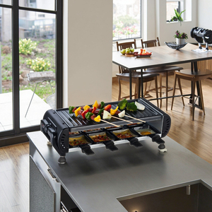 Gril de table électrique à <span class=keywords><strong>raclette</strong></span> 8 plateaux 2-en-1, barbecue coréen et plancha, amovible, antiadhésif, sans fumée, réglable, pour usage domestique - Product Image 1