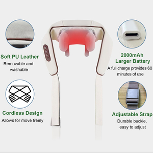<b>Wireless</b> Shiatsu Neck and Shoulder Massager with Soothing <b>Heat</b> Deep Tissue Kneading for Pain Relief - Product Image 2