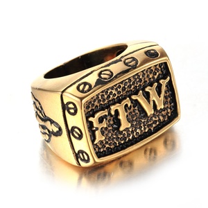 Anillos de motociclista, joyería de motocicleta, anillo de dedo medio, acero inoxidable 316L, FTW, plata, Outlaw Punk, fundición de animales para hombre, sin piedra - Product Image 1