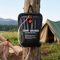 Sac de Douche Pliable Portable Écologique en PVC 20L Noir avec Interrupteur Marche/Arrêt pour Camping et Randonnée en Extérieur Baolong