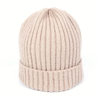 Bonnet tricoté chaud en acrylique pour femme, bonnets blancs pour l'hiver 100%