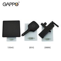 GAPPO Marque Premium Ensemble de Douche Murale Triple Fonction, Pomme de Douche, Douchette Réglable, Robinet Noir pour Salle de Bain