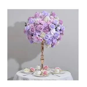 Flower Arrangement Artificial Kissing Rose Ball Wedding Table Center Pieces Flowers Decoration ilac lavender flower ball
