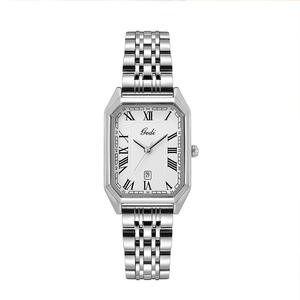 À la mode luxe petite plaque carrée calendrier bande d'acier niche étudiant étanche montre à quartz - Product Image 2