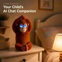 Jouet en peluche singe parlant intelligent IA, rembourré de coton PP, super doux, détails brodés, anti-stress