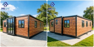 Maison conteneur préfabriquée extensible de 40 pieds, certifiée par des ingénieurs, avec plans, résistance au vent de 150 km/h, 78 m², 2-3 chambres, salle de bain, type bungalow - Product Image 2