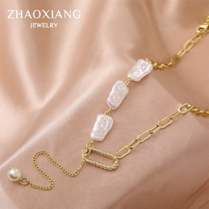 Joyería de Moda: Dijes de Acero Inoxidable con Diseño de Perlas de Agua Dulce de Forma Irregular para Mujer y Novia - Product Image 5