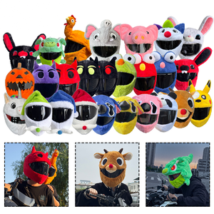 Funda de Casco de Motocicleta de Felpa Suave con Diseño de Elefante de Dibujos Animados, Antiarañazos, Resistente al Viento, Divertida, Nueva Condición - Product Image 6