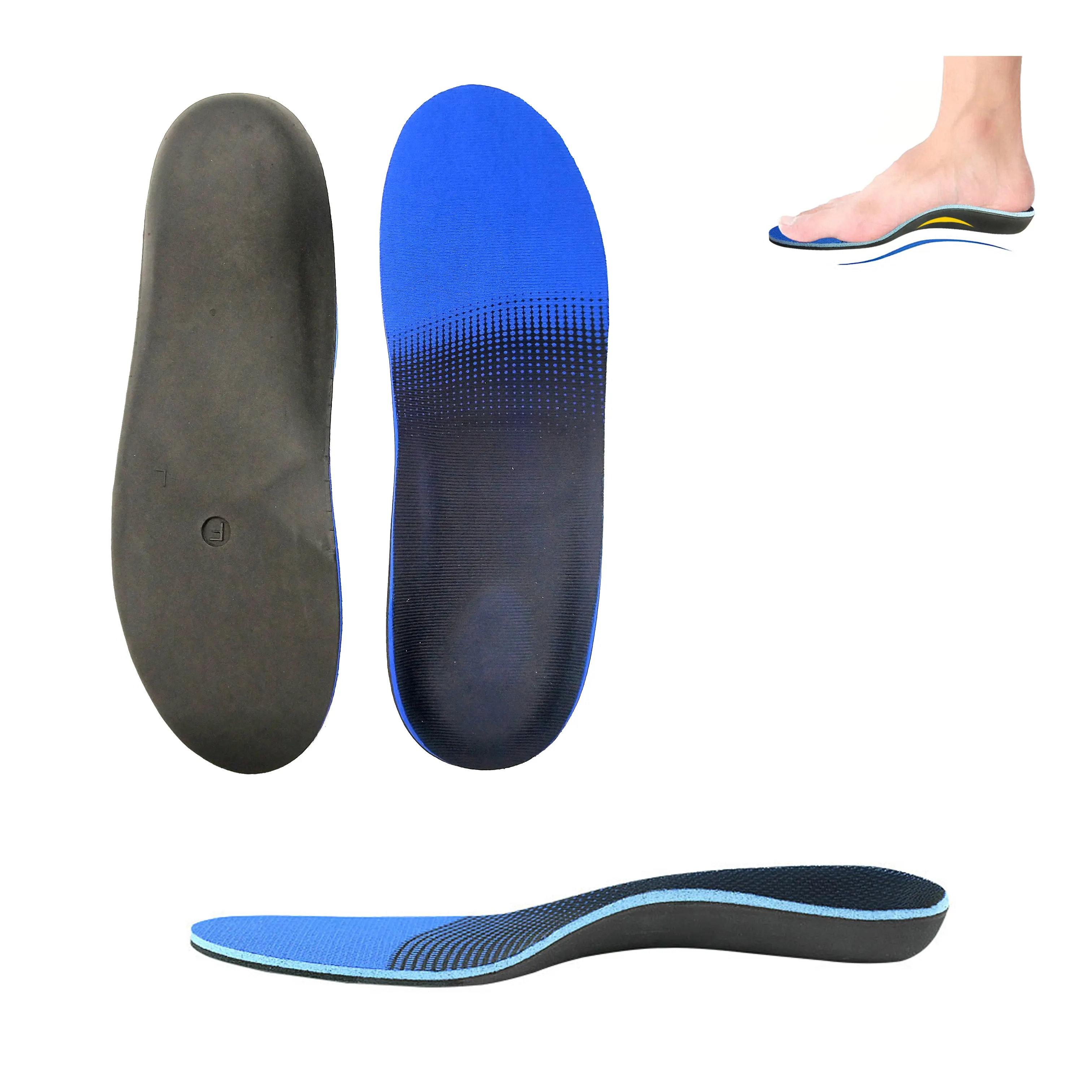 발바닥 근막염 아치 지원 Insoles 남성과 여성 신발 삽입 Orthotics 운동 신발 안창 플랫 피트 아치 뒤꿈치