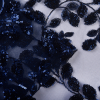 Tissu en dentelle à sequins brodés en maille élégante de haute qualité, 100% polyester, 210 g/m², 125 cm, pour robe de mariée