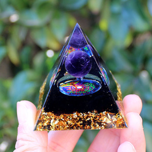 <b>Crystal</b> Pyramid Resin Epoxy Craft 5 Cm Purple Ball Life <b>Tree</b> Home Decoration Desktop Ornament - Product Image 1