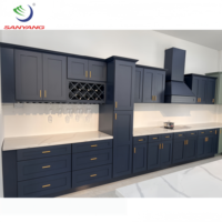 Armoires de cuisine préfabriquées modernes en bois Shaker Blue Style États-Unis à vendre Armoires de cuisine et accessoires