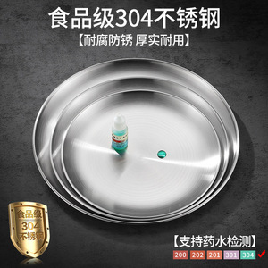Golden Round Plate 304 Stainless Steel Restaurant <b>Tray</b> Steak Dessert Fruit Serving <b>Tray</b> Solid Color Shallow Dish - Product Image 4