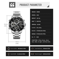 Montre sport pour homme SKMEI 2621, boîtier en alliage de zinc, montre électronique en métal, étanche, double heure, semaine, montre numérique décontractée