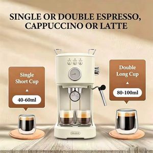 Cafetera Espresso Semiautomática de 15 Bares, 1100W, con Vaporizador de Leche para el Hogar - Product Image 3