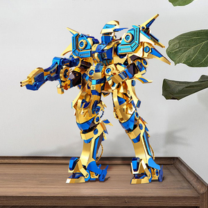 Piecececool หุ่นยนต์เมชาสีทองสีน้ำเงินชุดโมเดลหุ่นแอ็คชั่นทำจากสเตนเลส3D ปริศนาเหล็ก Sci-Fi - Product Image 3