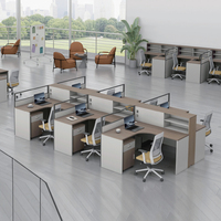 Bureau de travail en forme de L avec cloison, table en bois, mobilier de bureau, cloisons de bureau pour personnel, poste de travail, bureaux d'atelier