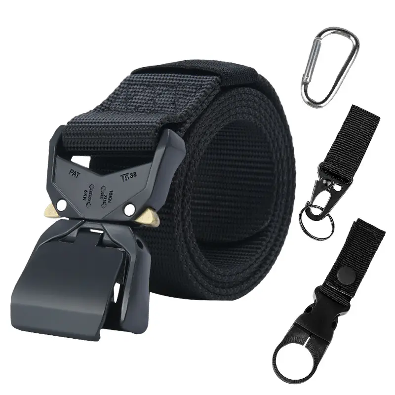 Custom High quality nylon outdoor security buckle waist men belt with OEM Logo Style Buckle