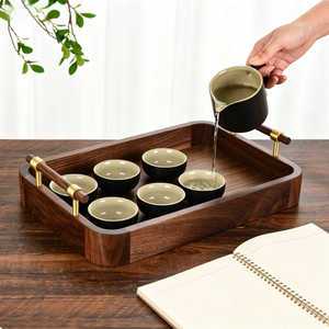 Rustic <strong>Rectangular</strong> Solid Walnut Wood Breakfast Coffee Table Platters Natural Wooden Serving <strong>Trays</strong> - Product Image 4