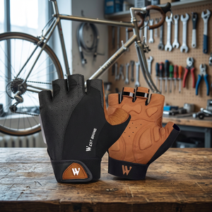Gants de cyclisme mi-doigts KhumBro en cuir respirant unisexe pour sports de plein air, vélo et moto - Product Image 3
