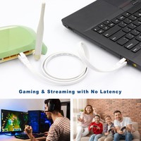 Blanco SFTP chapado en oro RJ45 40Gbps 2000Mhz Patch Cord Flat Cat8 Ethernet Cable para MÓDEM/ENRUTADOR/juegos