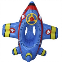 Bouée gonflable extra large bleue en forme d'avion, épaissie avec auvent, pour bébés et enfants