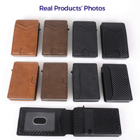 Porte-cartes intelligent escamotable en gros pour hommes, portefeuille minimaliste anti-RFID avec pince à billets, fenêtre d'identification, fin, en aluminium, pliable, personnalisé