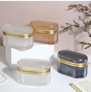 Caja de Joyería de Diseño Moderno Minimalista con Relieve, Material de Vidrio Visible, Caja de Almacenamiento de Joyería a Prueba de Polvo con Tapa - Product Image 2