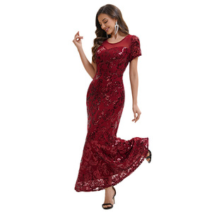 Evening Dress <b>Sequined</b> Sheath Natural Sweetheart Neckline Sleeveless 100% Polyester Vintage Style Long Formal Gown Women Party - Product Image 3