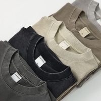 T-shirt court en coton double fil tricoté respirant, style vintage américain, coupe oversize, 280G, pour hommes et femmes