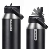 Bouteille d'eau isotherme portable en acier inoxydable de 32 oz et 64 oz, gourde de 2 L, flacon isotherme pour boissons, sport, gym
