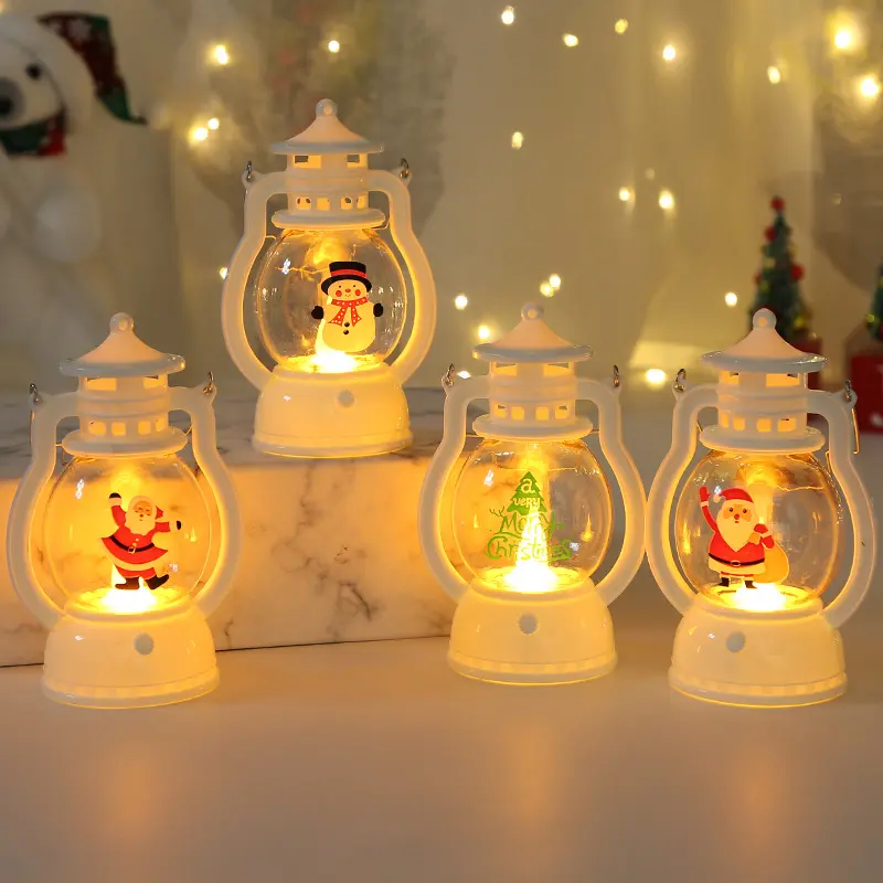 فانوس عيد الميلاد الديكور فانوس يدوي سانتا كلوز ليلة فانوس LED مصباح صغير فانوس من البلاستيك