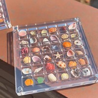 Mini-organisateur transparent en acrylique pour coquillages et ongles, avec logo gravé, pour usage domestique, cadre photo de taxidermie, vitrine avec fixation magnétique