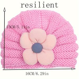 Gorros infantiles de flores a la moda, gorros de lana de punto suave, gorro de <span class=keywords><strong>turbante</strong></span> de ganchillo para bebé - Product Image 2