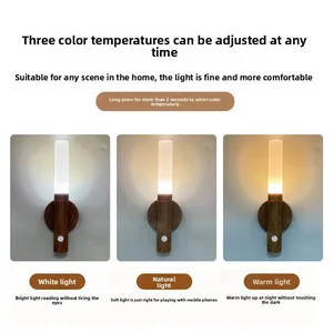 Lampada da Parete OEM con Sensore di <span class=keywords><strong>Movimento</strong></span>, Effetto Legno di Noce, Senza Fori, Senza Fili, Magnetica, Luce Notturna per Camera da Letto - Product Image 3