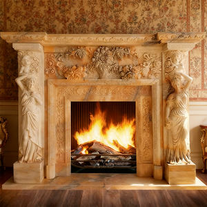 Chimenea <span class=keywords><strong>de</strong></span> <span class=keywords><strong>Diseño</strong></span> Moderno Hecha a Medida para Villa con Función <span class=keywords><strong>de</strong></span> Calefacción <span class=keywords><strong>de</strong></span> Mármol, Columna con Estatua <span class=keywords><strong>de</strong></span> Dama y Control Remoto para Uso en Interiores - Product Image 3