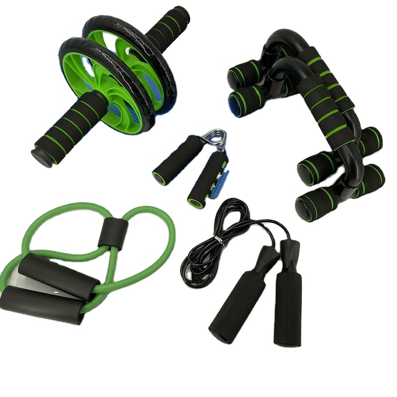 7 в 1 роликовые колеса комплект пуш-ап бар, Скакалка для занятия спортом дома и наколенники, abs и 8 в форме сопротивление кольца из белого золота