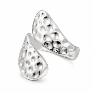 Anello Aperto con Texture Irregolare, Gioiello Minimalista da Dito - Product Image 5