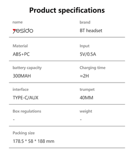 سماعة رأس لاسلكية Yesido BT5.4 مع إضاءة ملونة، مكالمات عالية الجودة، صوت HIFI، سماعة أذن لاسلكية BT طراز EP15 - Product Image 5